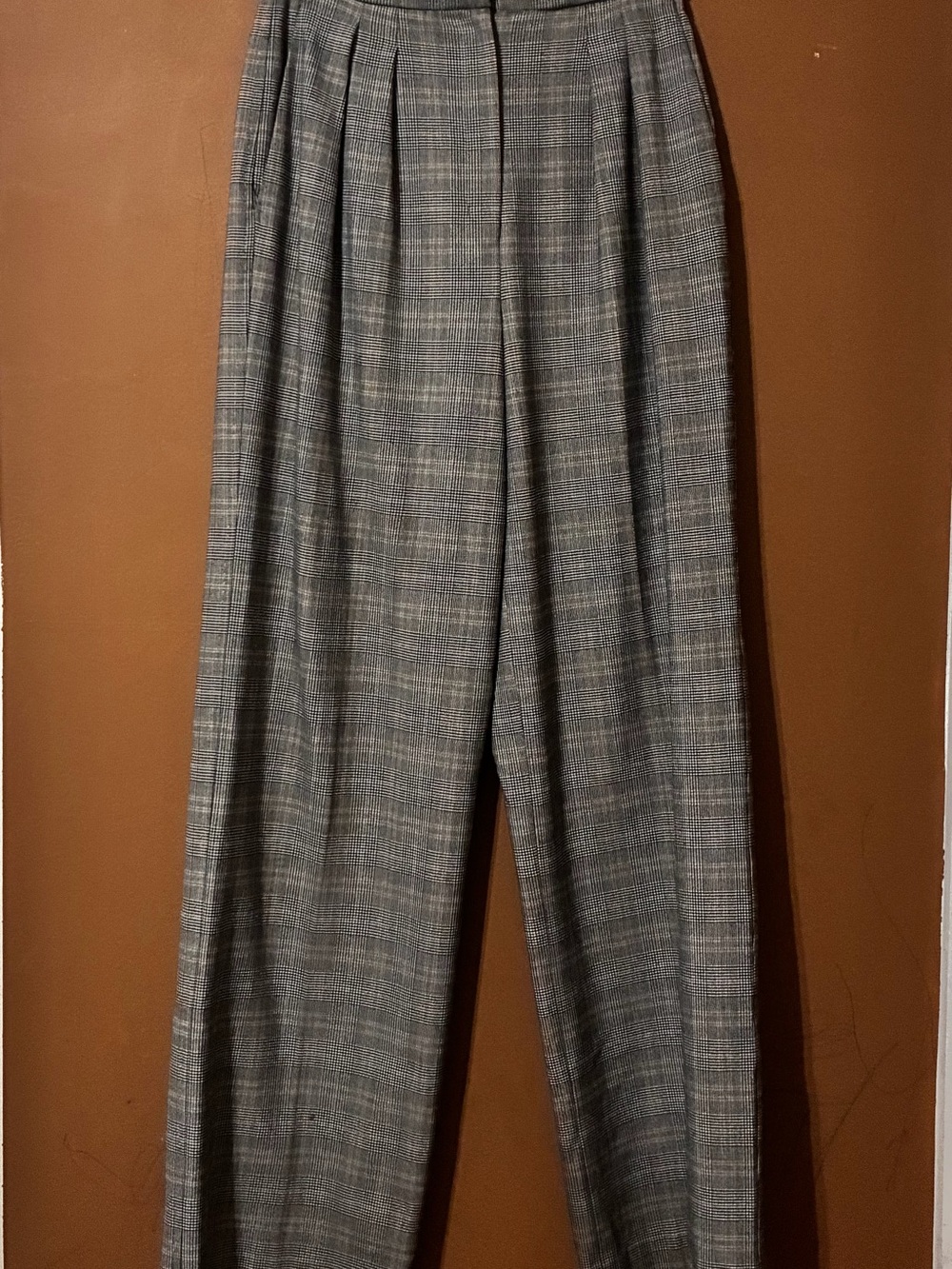 Babaton Gray Plaid High-Rise Trousers